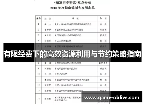 有限经费下的高效资源利用与节约策略指南